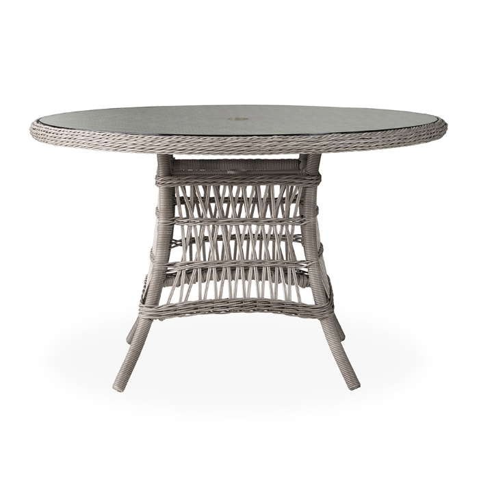 Mackinac 48" Round Umbrella Dining Table with Woven Top front view