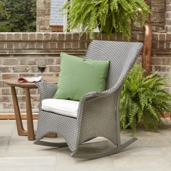 Lloyd Flanders Mandalay Wicker Porch Rocker and Teak Table Set - LF-MANDALAY-SET18