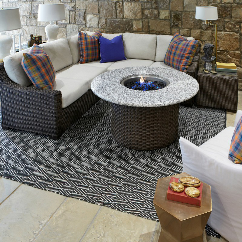 Lloyd Flanders Mesa Wicker L-Sectional with Fire Table - LF-MESA-SET17