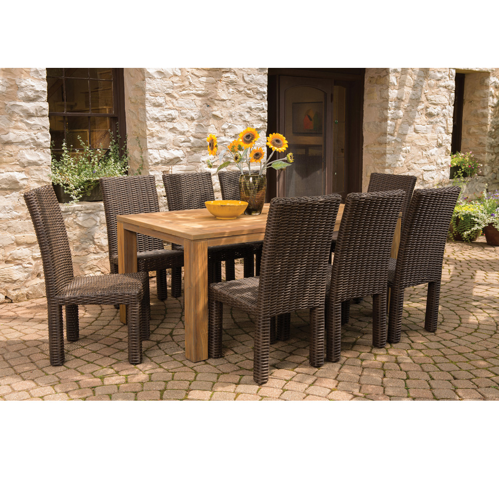 Lloyd Flanders Mesa 9 Piece Dining Set with Teak Table - LF-MESA-SET6