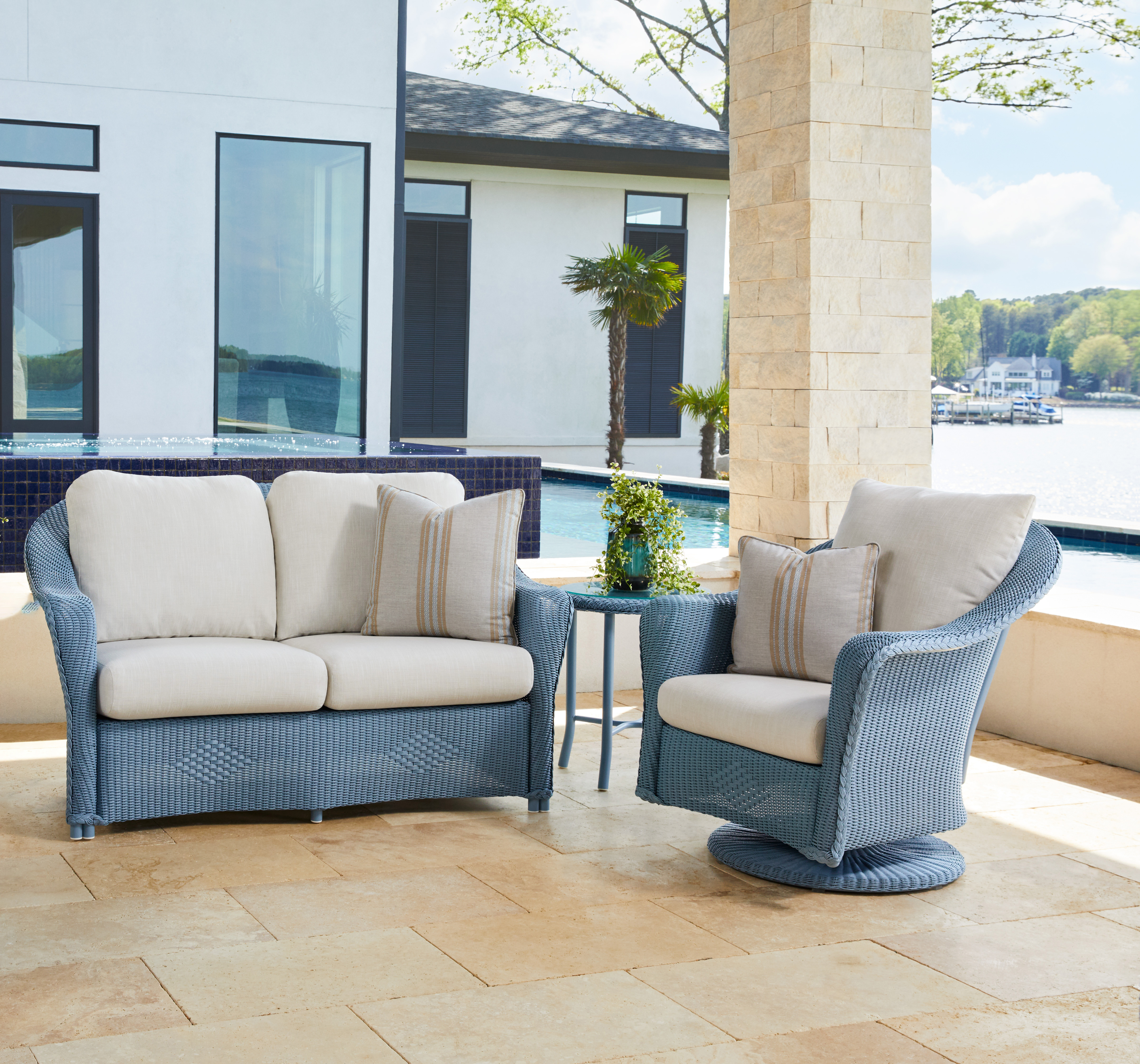 Lloyd Flanders Reflections Wicker Loveseat Outdoor Furniture Set  - LF-REFLECTIONS-SET29
