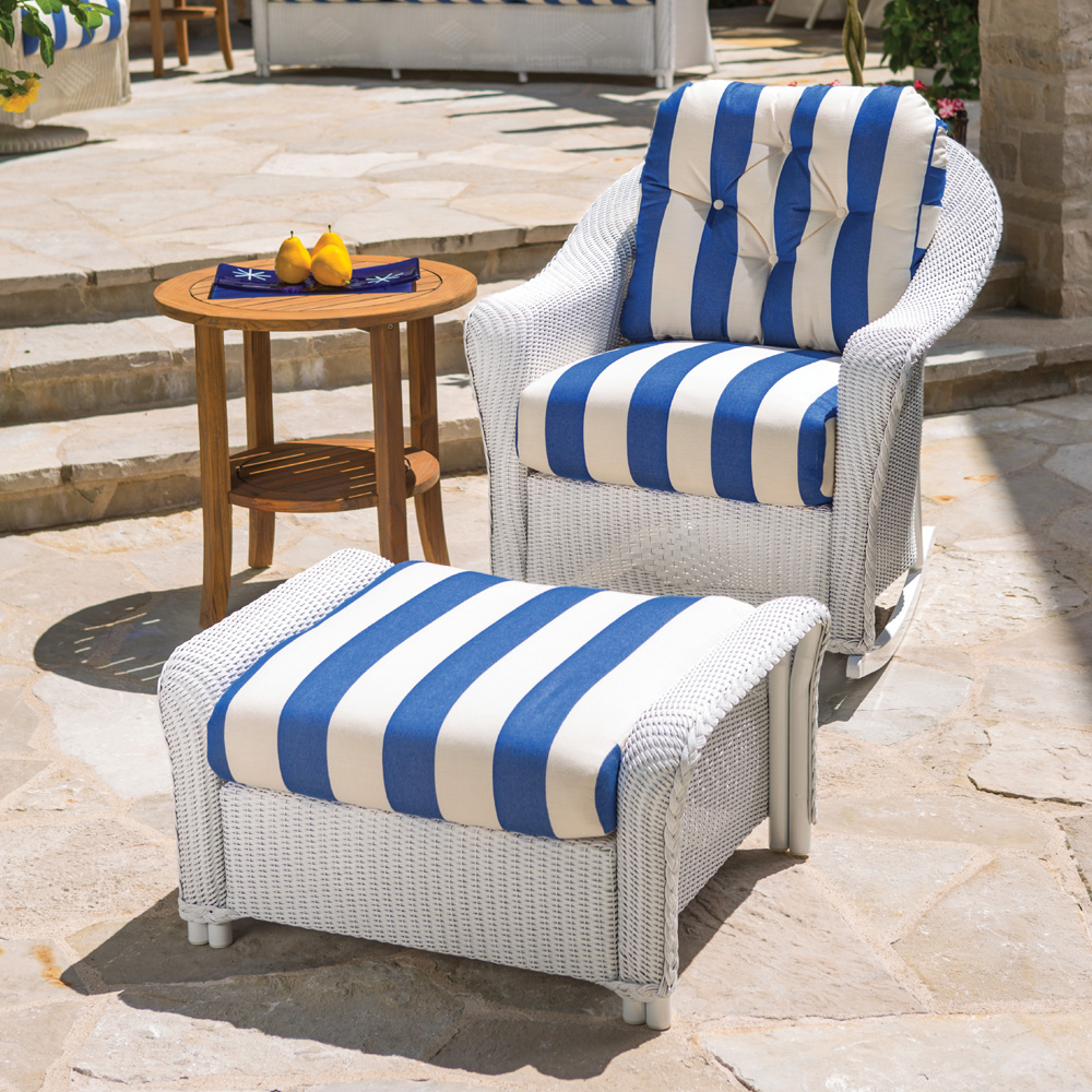 Lloyd Flanders Reflections Wicker Lounge Rocker with Teak Table Set - LF-REFLECTIONS-SET13