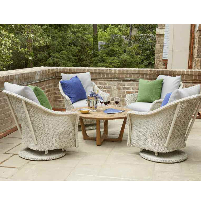 Lloyd Flanders Weekend Retreat Swivel Glider Lounge Chair Set with Teak Table - LF-WEEKENDRETREAT-SET11