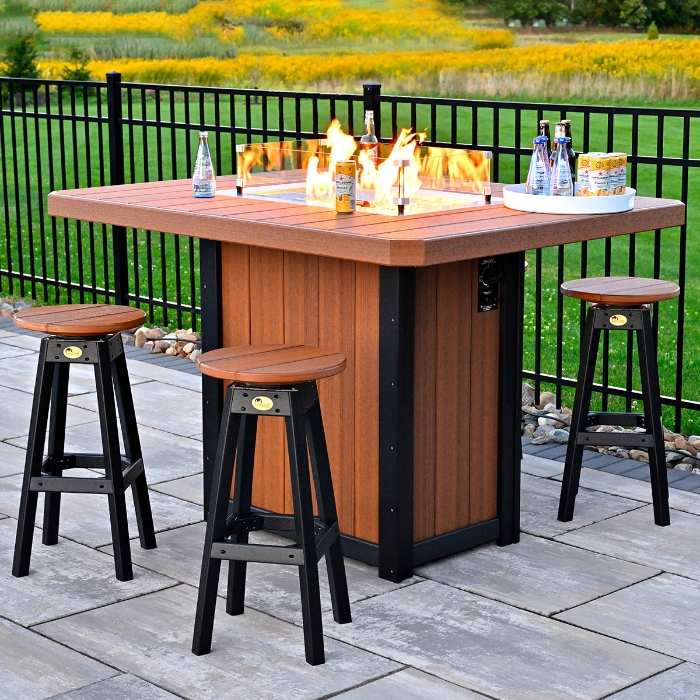 Lumin Rectangle 62" Counter Fire Table set
