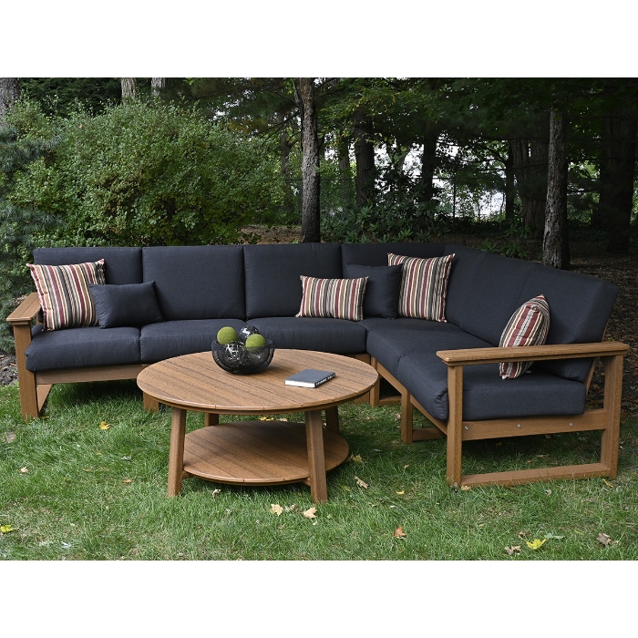 Lanai Sectional with Deluxe Round Conversation Table carbon