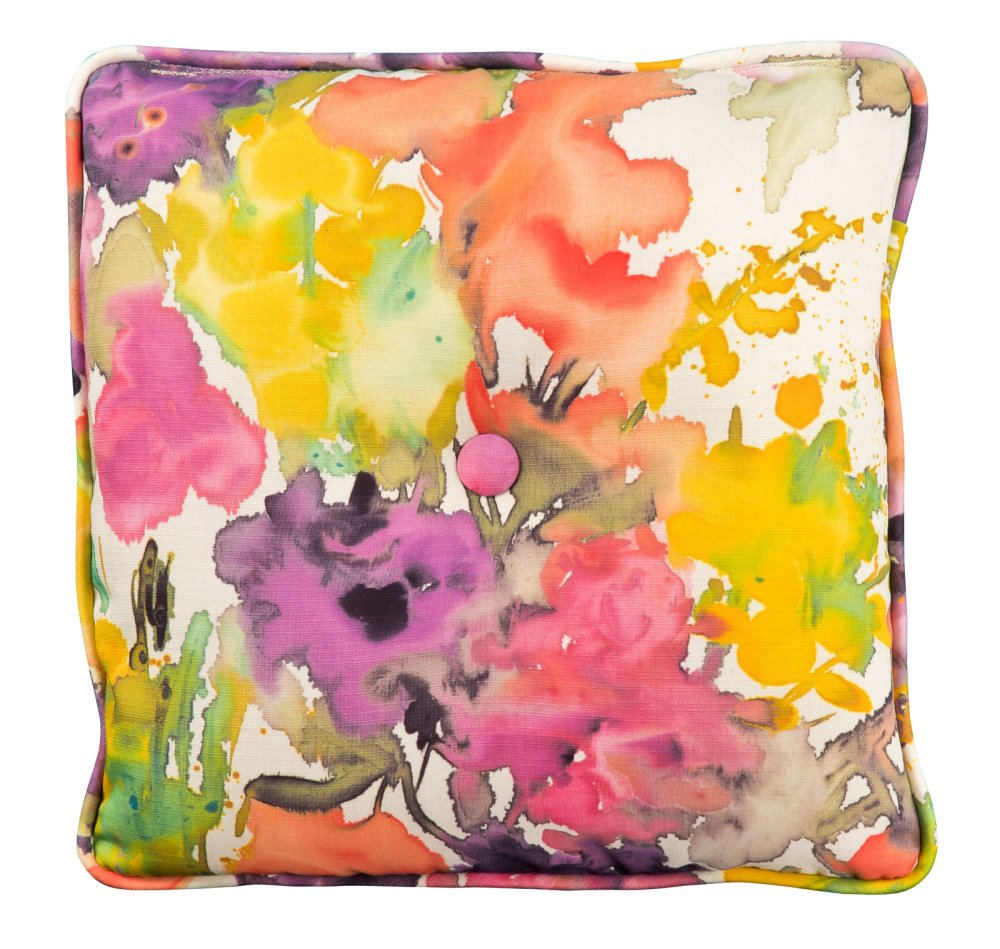 Mallin Square Throw Pillow with Button and Two Sided Fabrics - 6NWP20WL2
