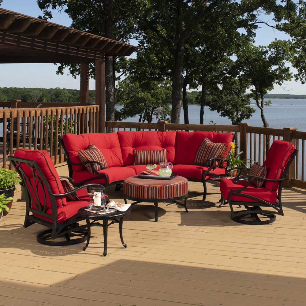 Mallin Volare Cushion Crescent Sofa with Lounge Chair Patio Set - ML-VOLARE-SET4