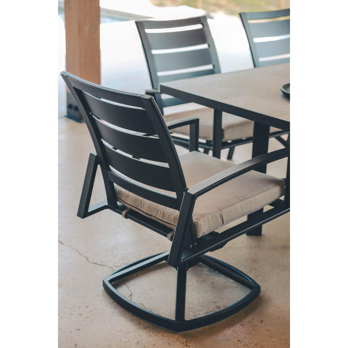 OW Lee Arc Swivel Rocker Dining Arm Chairs back