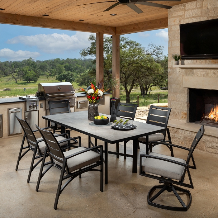 Arc Modern Outdoor Dining Set for 6