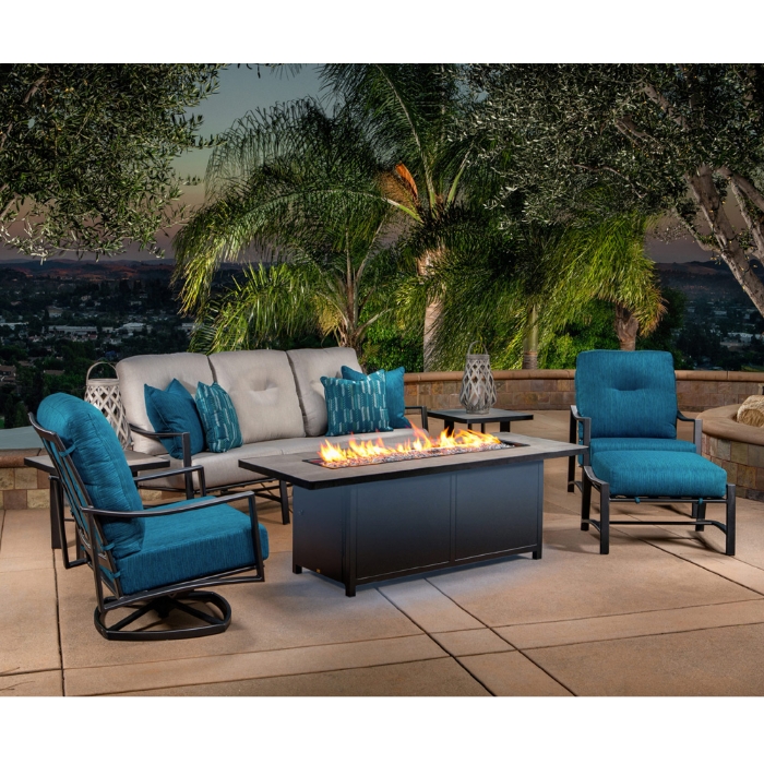 OW Lee aluminum lounge chair with deep seating cushions