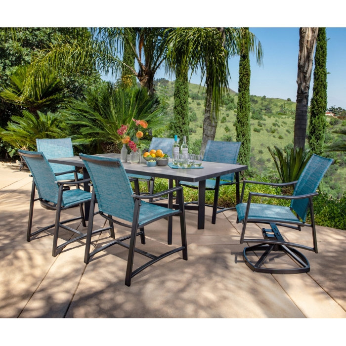 Avana aluminum dining chair with sling seating