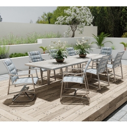 OW Lee Avana Padded Sling Modern Patio Dining Set for 8 - OW-AVANA-SET6