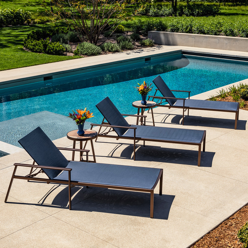 OW Lee Marin Modern Aluminum Chaise Lounge Set with Flex Comfort Slings - OW-MARIN-SET5