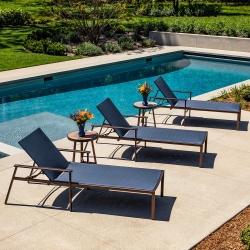 OW Lee Marin Modern Aluminum Chaise Lounge Set with Flex Comfort Slings - OW-MARIN-SET5