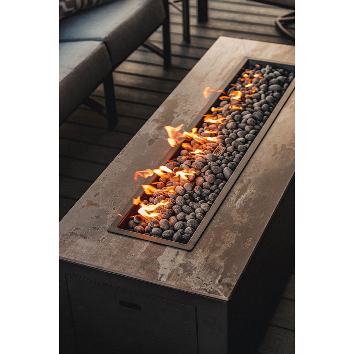 Moda 25" x 65" Aluminum Occasional Height Fire Pit with Dekton Top burner