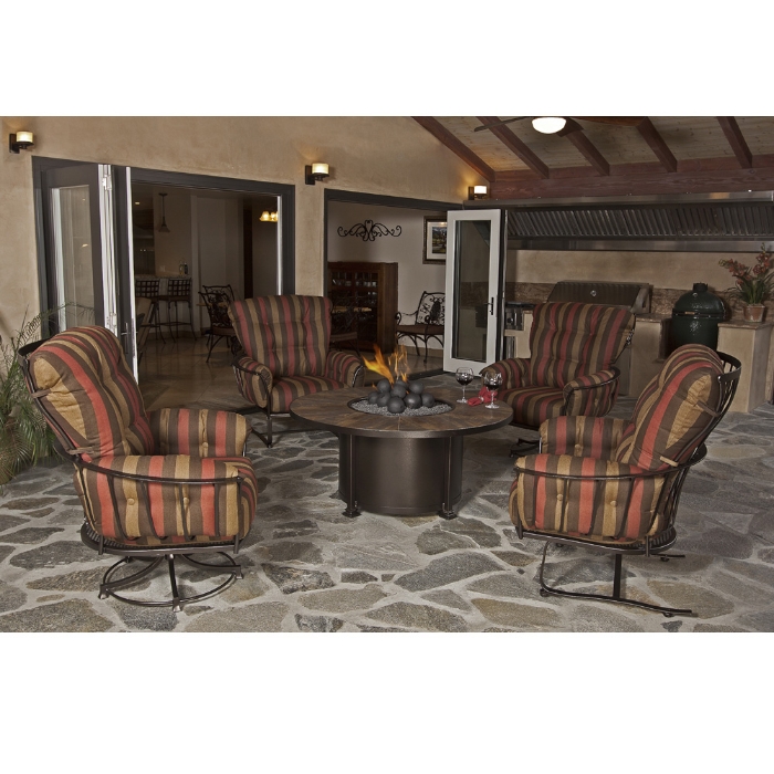 OW Lee Monterra Conversation Set with Santorini Fire Pit Chat Table