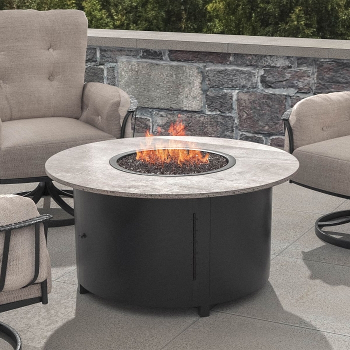 Phoenix 42" Chat Height Steel Fire Pit with Dekton Top lifestyle
