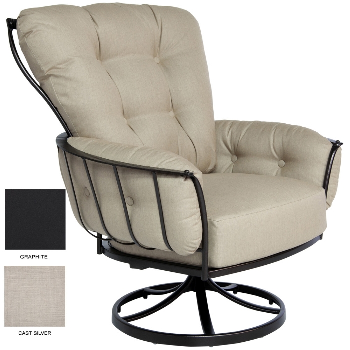 OW Lee Quick Ship Monterra Swivel Rocker - Graphite with Sunbrella Cast Silver