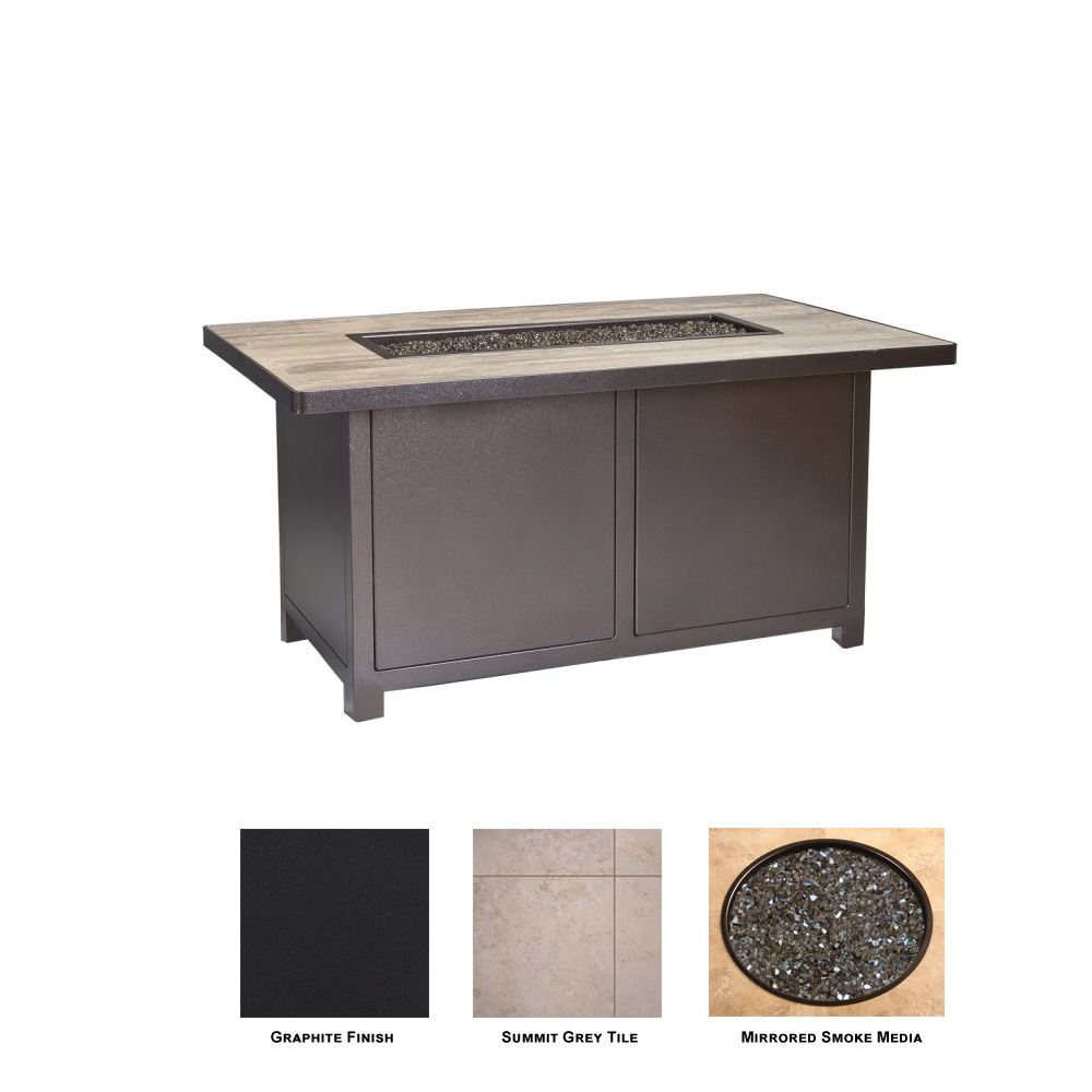 OW Lee Quick Ship Capri 50" x 30" Chat Fire Table - Graphite with Summit Grey - QS-5112-3050C-SP21-SG