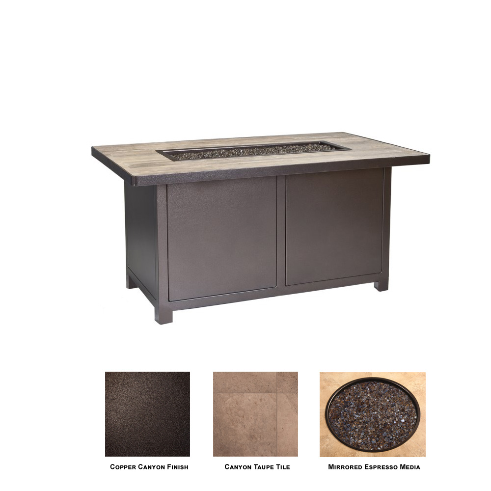 OW Lee Quick Ship Capri 50" x 30" Chat Fire Table - Copper Canyon with Canyon Taupe - QS-5112-3050C-SP40-CTP