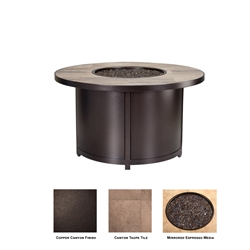 OW Lee Quick Ship Capri 42" Round Chat Fire Table - Copper Canyon with Canyon Taupe - QS-5112-42RDC-SP40-CTP