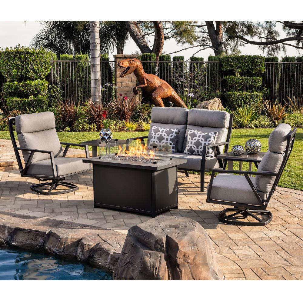 Quick Ship Capri 50" x 30" Chat Fire Table - Copper Canyon with Canyon Taupe - QS-5112-3050C-SP40-CTP