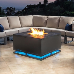 OW Lee Zentu 42" Square LED Chat Height Aluminum Fire Pit Table- 5137-42SQC
