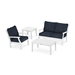 Braxton Deep Seating Set for 3 white and navy