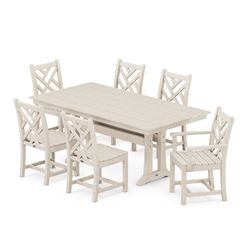 PolyWood Chippendale Outdoor Dining Set with Farmhouse Table - PWS627-1