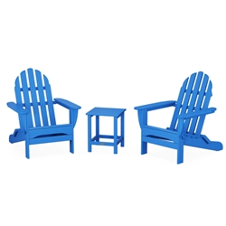 PolyWood Classic Adirondack Folding Chair Set with Long Island Table - PWS700-1