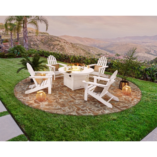 PolyWood Classic Adirondack Chair and 48" Round Fire Table Set - PWS706-1