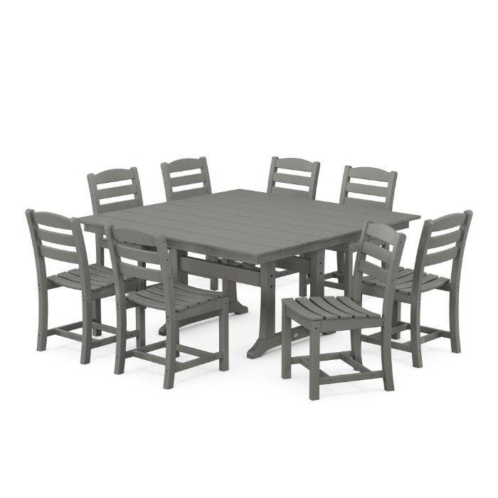 PolyWood La Casa Cafe Large Dining Set with Farmhouse Trestle Table - PWS662-1