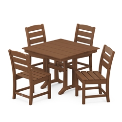 PolyWood Lakeside Dining Set for 4 with Square Trestle Table - PWS637-1