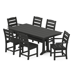 PolyWood Lakeside Dining Set with Farmhouse Trestle Table for 6 - PWS694-1