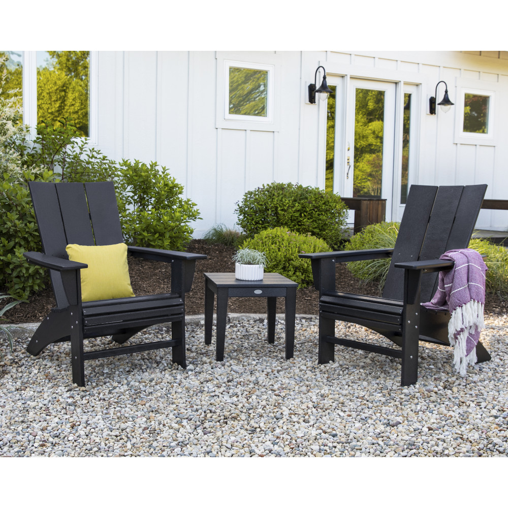 PolyWood Modern Curveback Adirondack Patio Set - PWS420-1