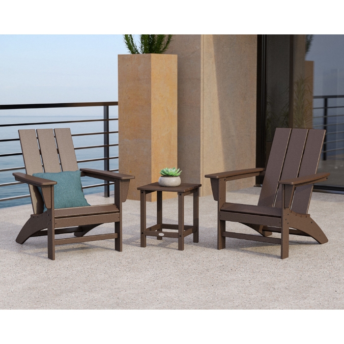Modern Adirondack 3 Piece Patio Set with Long Island Side Table - PWS699-1