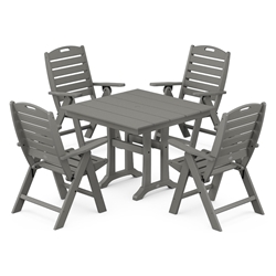 PolyWood Nautical Outdoor Dining Set with Square Farmhouse Table - PWS639-1