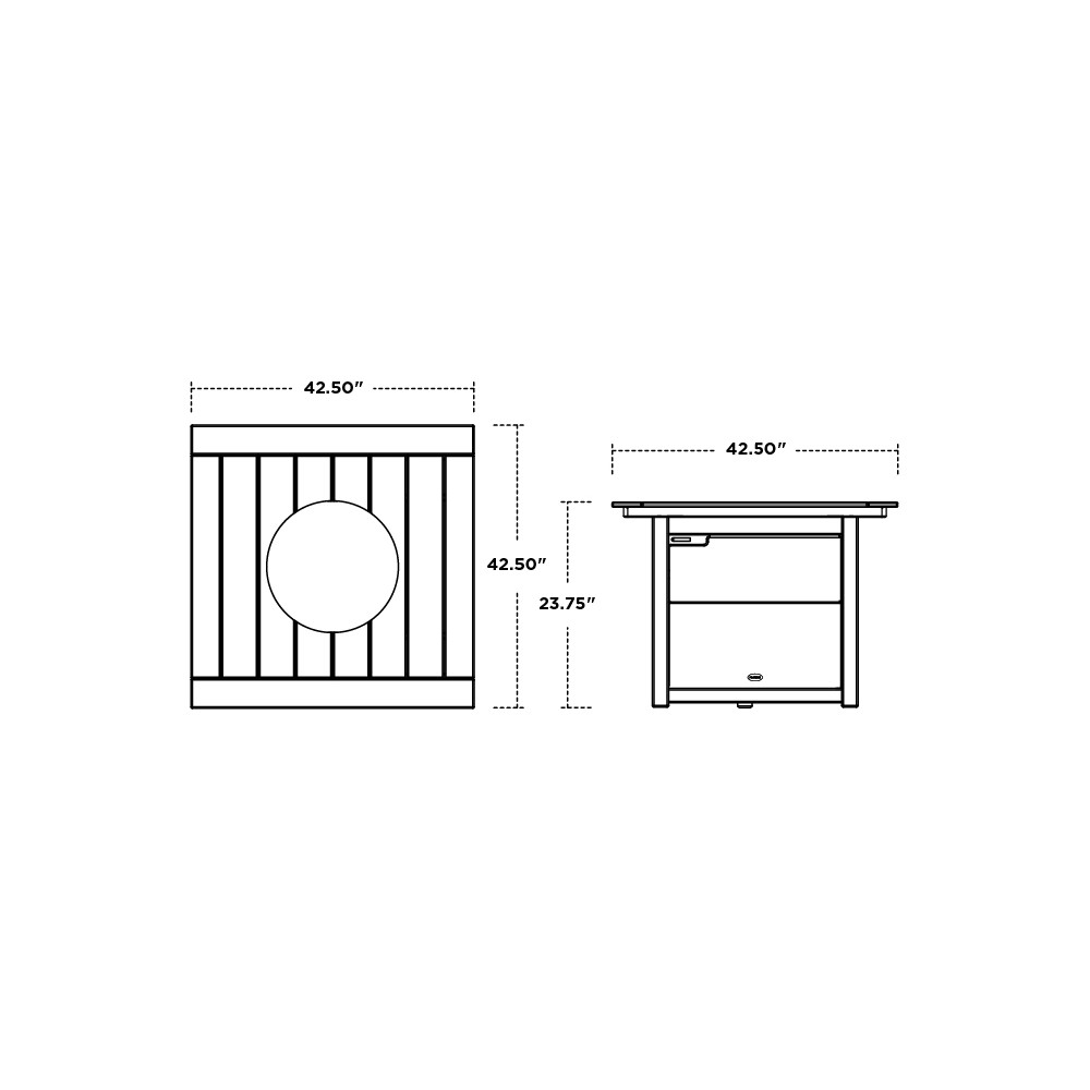 Square 42" Fire Pit Table dimensions
