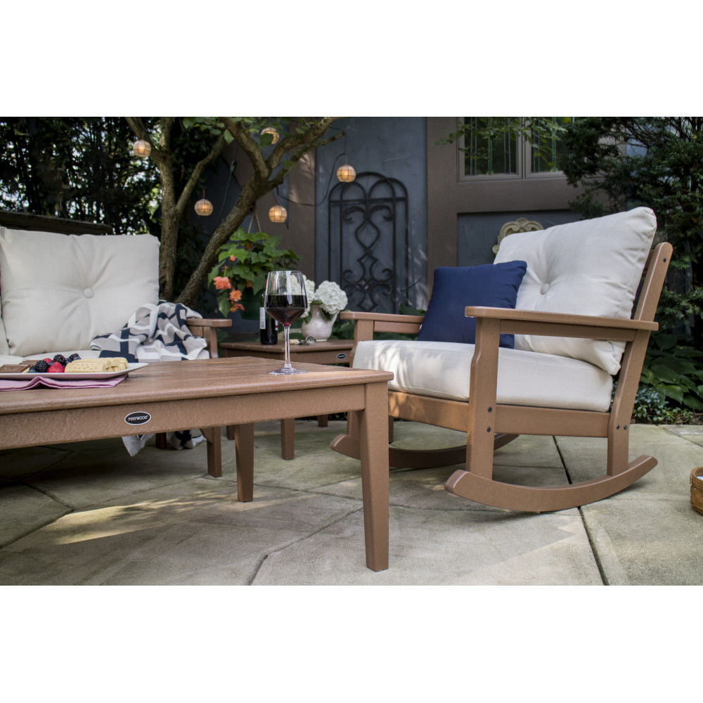 Polywood HDPE rocking chair with deep seating cushions