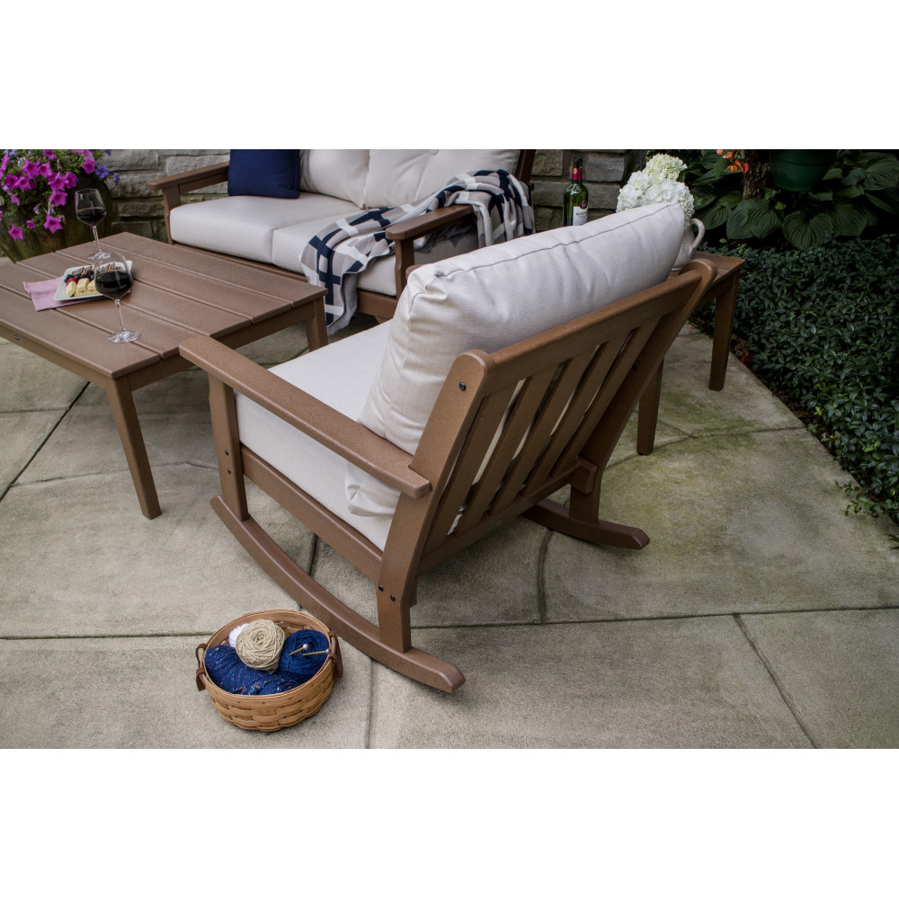Vineyard HDPE rocking chair with deep seating cushions