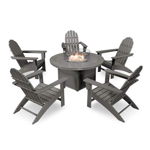 PolyWood Vineyard Adirondack Chair and Fire Table Set - PWS415-1