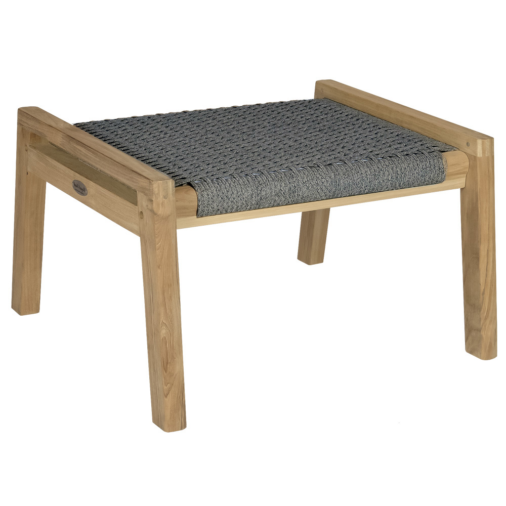 Royal Teak Admiral Ottoman with Charcoal Wicker - ADOT-G