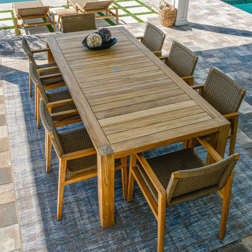 Royal Teak Admiral Wicker and Teak Dining Set for 8 - RT-ADMIRAL-SET4