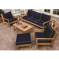 Royal Teak Coastal Teak Sofa and Lounge Chair Outdoor Furniture Set with Ottoman - RT-COASTAL-SET2