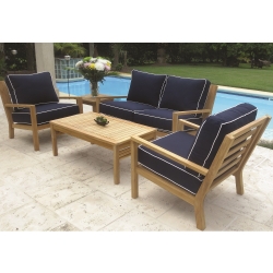 Royal Teak Coastal Teak Love Seat and Lounge Chair Deep Seating Furniture Set - RT-COASTAL-SET3