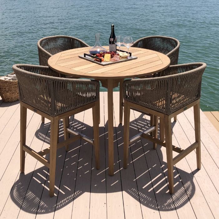 Royal Teak Malibu Bar Set with 50" Round Table - RT-MALIBU-SET3