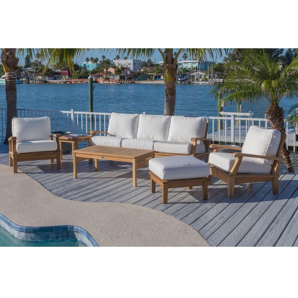 Miami teak sofa with deep seating cushions