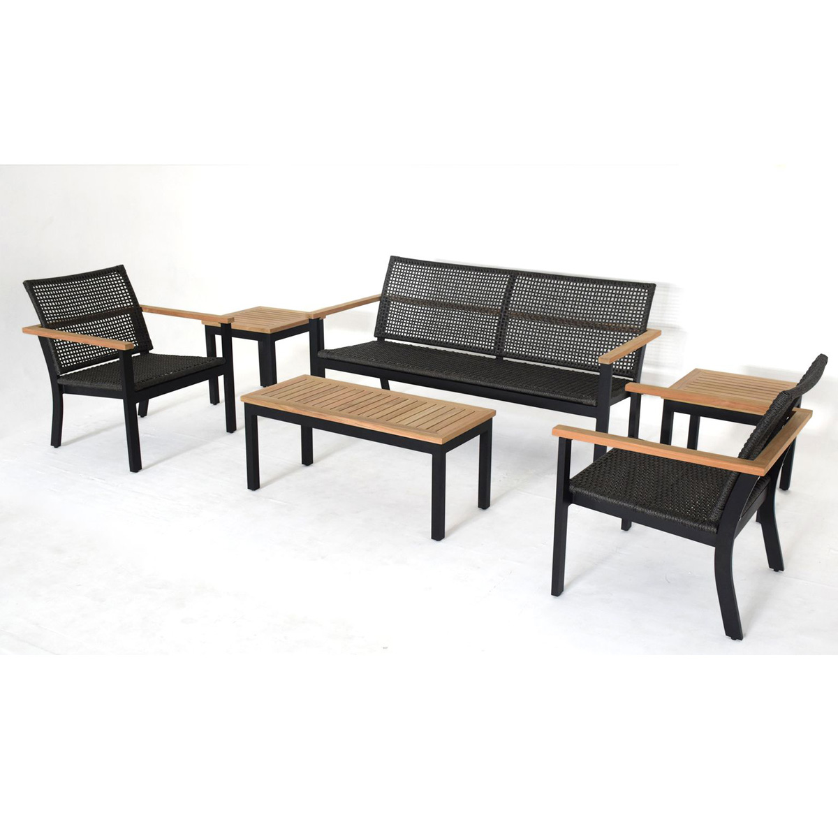 Royal Teak Naples Sofa and Lounge Chair Set with Rope and Teak Accents - RT-NAPLES-SET1