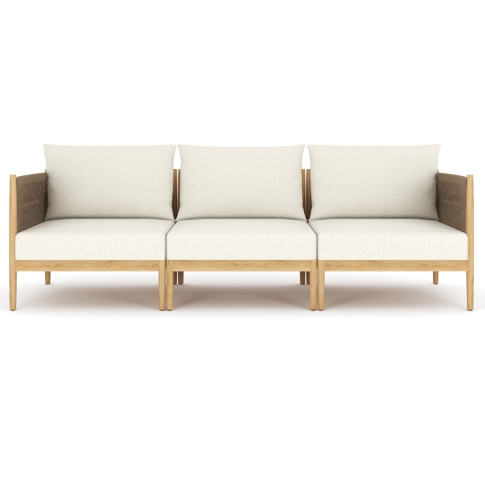 San Lucas Modular Teak and Rope Sofa front