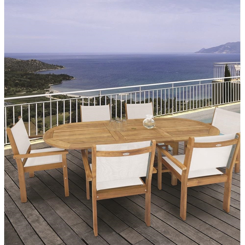 Royal Teak Captiva Sling Outdoor Dining Set for 6 with Expansion Table - RT-CAPTIVA-SET2